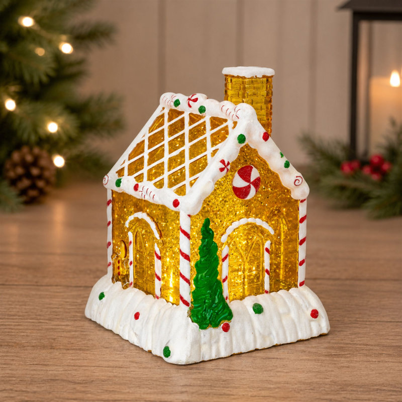 LED Gingerbread House Snow Globe Decoration