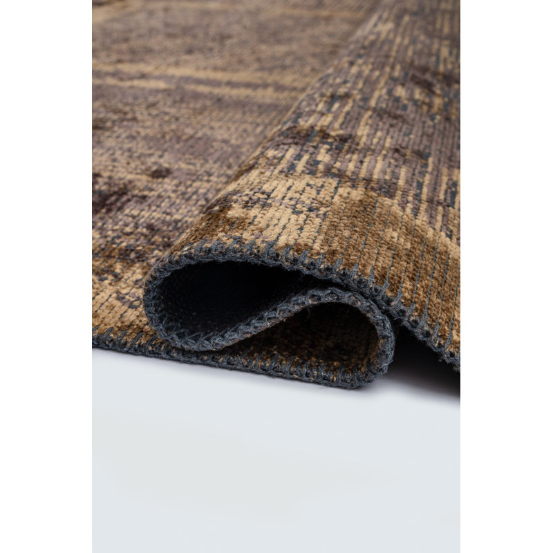 Brown Abstract Luxury Area Rug, Rectangle 7'10" x 11'2"