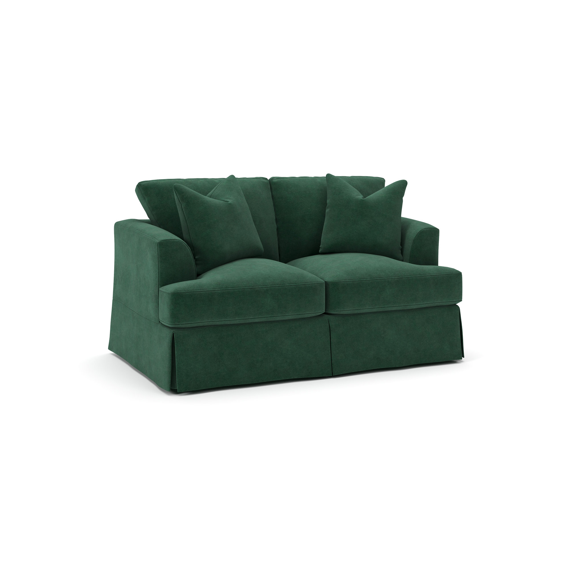 Lucia 65.5" Recessed Arm Slipcovered Loveseat, Bella Hunter Performance Velvet