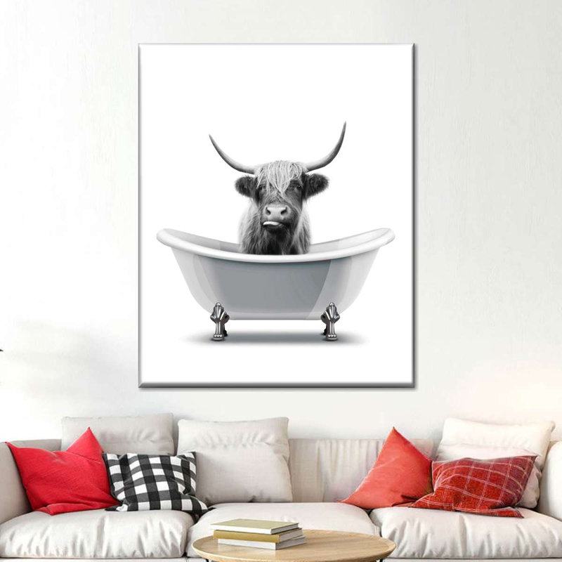 «Bathaign Animal Highland Cow», reproduction sur toile, H 15 po x l 12 po