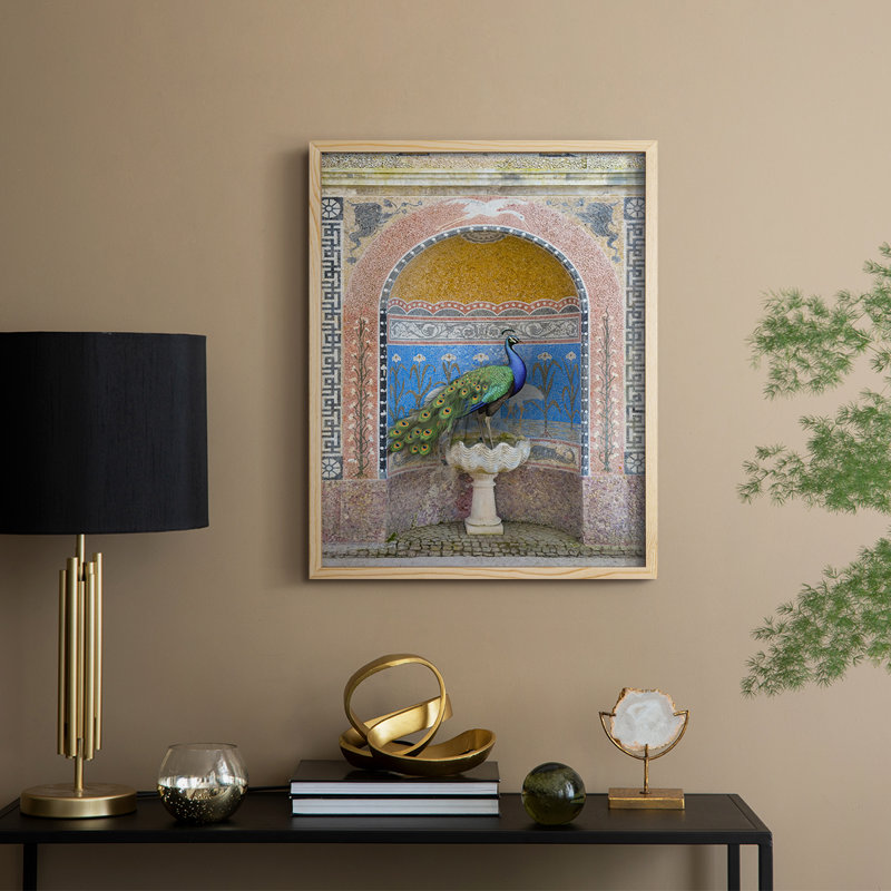 Palace Peacock, reproduction encadrée - bois massif, Naturel, H 15 po x l 12 po