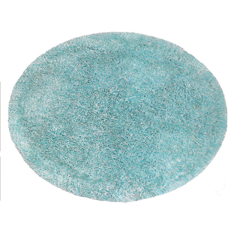 TAPIS DE SALLE DE BAIN EN POLYESTER ÉCOLOGIQUE ET ACCOUDÉ À LA MAIN Accomac - Rond | Turquoise / blanc | Conception solide | Tapis de salon, chambre à coucher