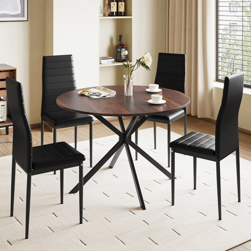 4 - Person Dining Set, Brown, Black