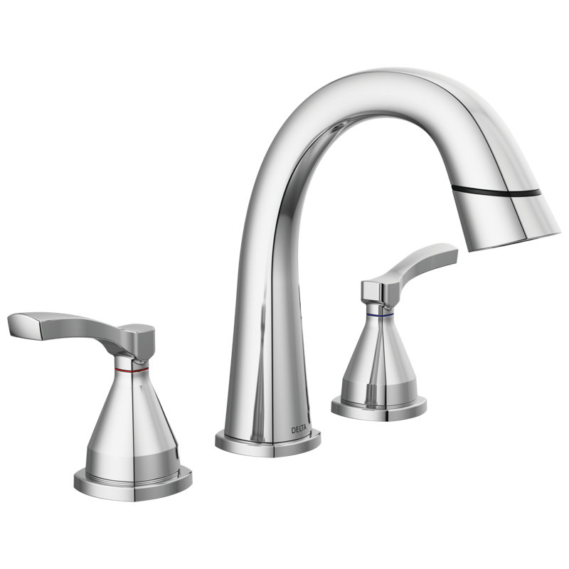 Stryke 3-Hole Widespread Pull Out Sprayer Bathroom Faucet, 2-Handle Bathroom Sink Faucet, Lumicoat Chrome