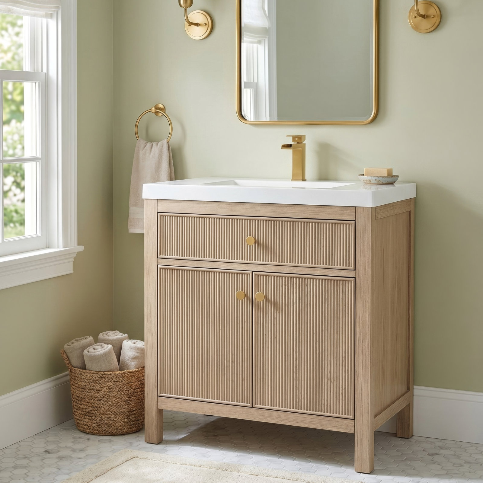 Lala 30" Single Bathroom Vanity, Natural Oak