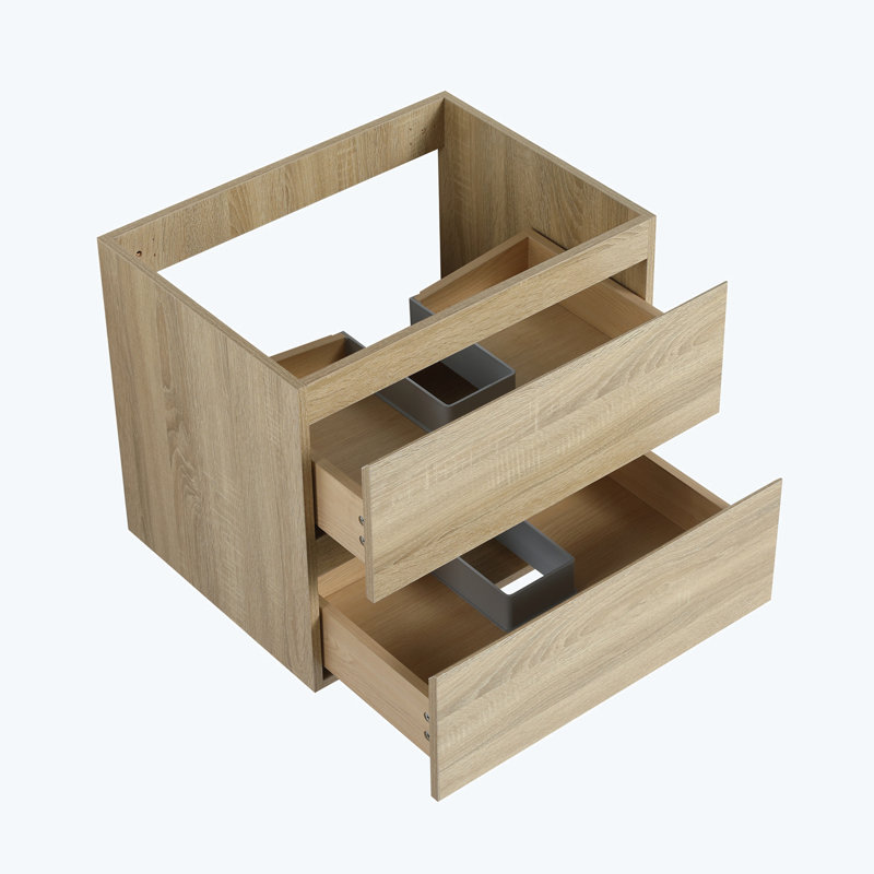 Base de meuble-lavabo simple mural 23,38 po seulement, Chêne clair