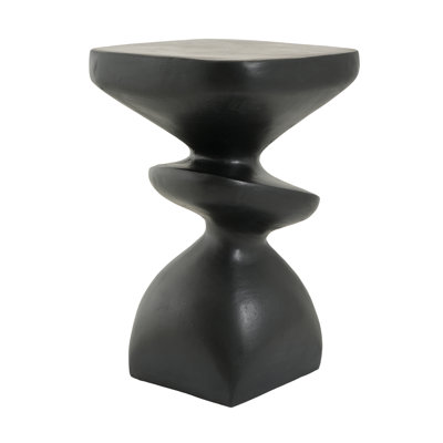 Black Abstract Tiered MGO Side Table, Sculptural Irregular Accent End Table, Pre-Assembled, Indoor & Outdoor Modern Art Side Table for Living Room Patio