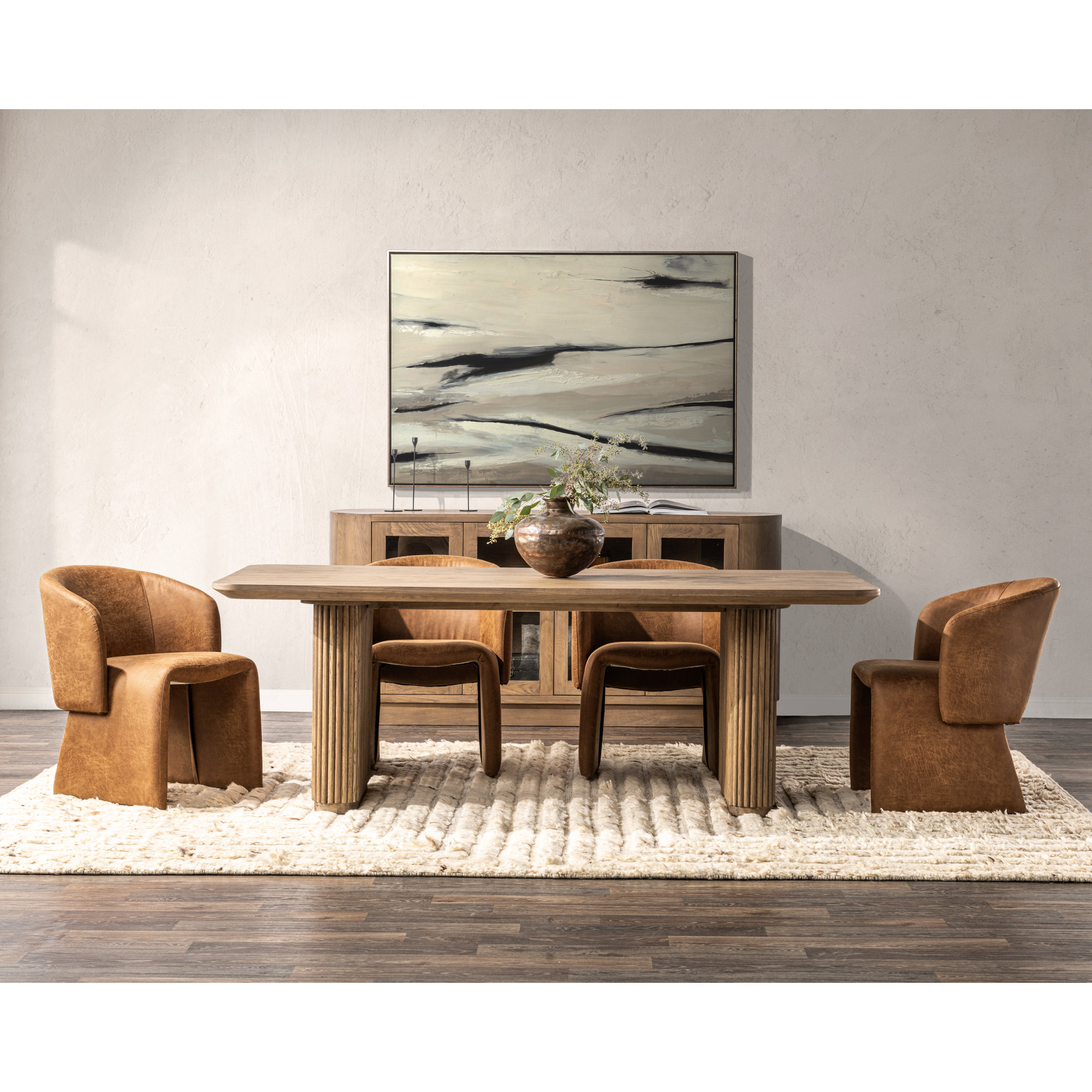Vander 84" Oak Wood Dining Table, Tawny Brown