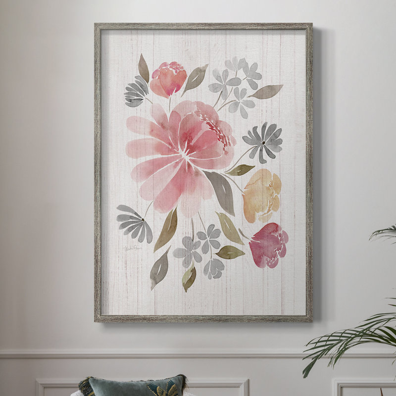 «Loose Peony I», reproduction encadrée - bois massif 46836, H 11 po x l 9 po