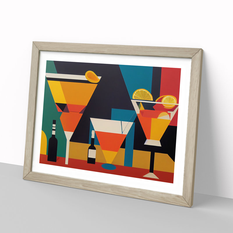 Retro Cocktail Vol.5 - Single Picture Frame Painting, Oak Framed, 46cm H x 64cm W x 2cm D