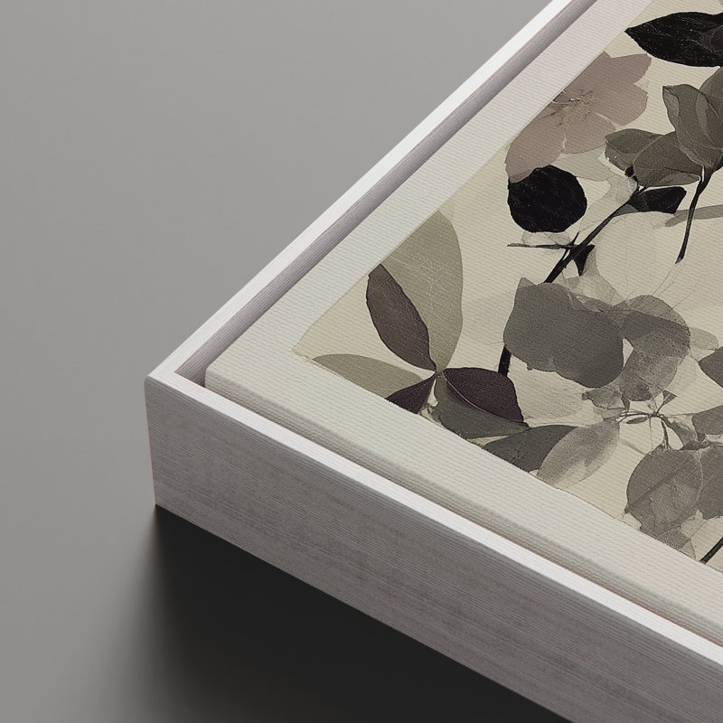 Élégante silhouette botanique neutre décorative à feuilles superposées de style campagne moderne, 3 pièces, impression encadrée