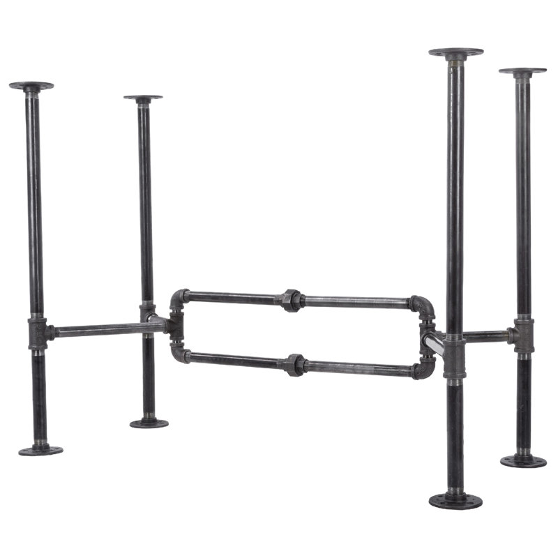 Heavy Duty Industrial Black Steel Pipe "O" Design Desk Kit