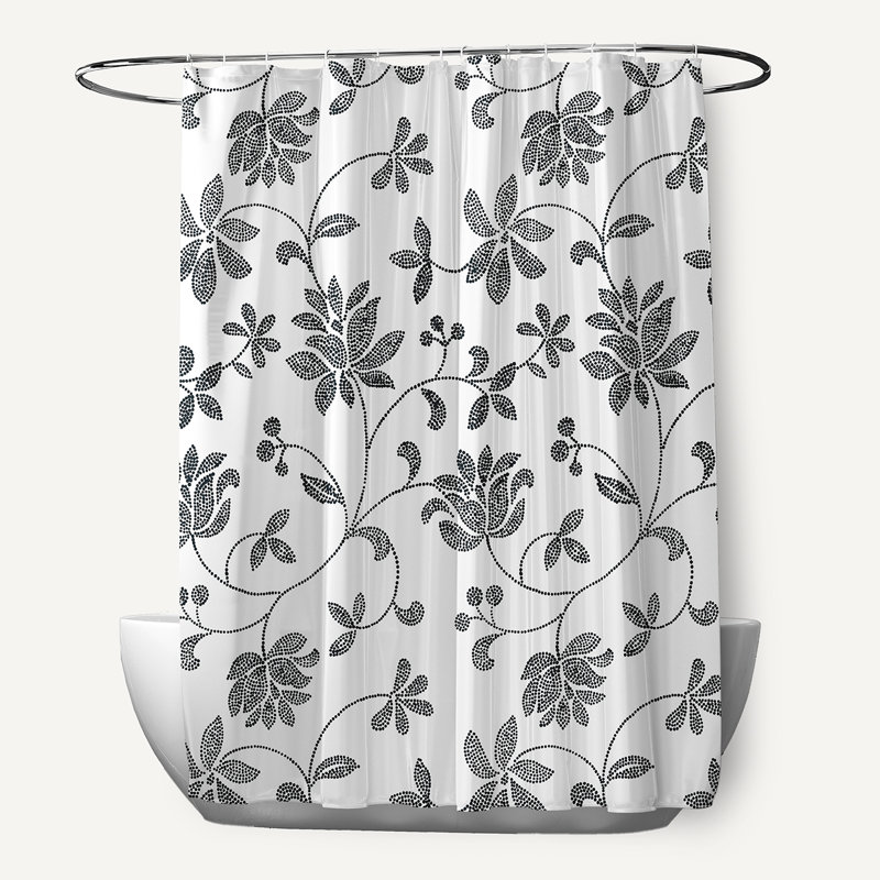 Rideau de douche Poteau Floral par E by Design, Noir