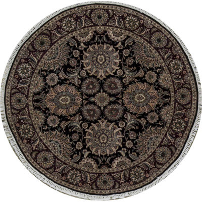 Hand-Knotted High-Quality Brown Round Area Rug