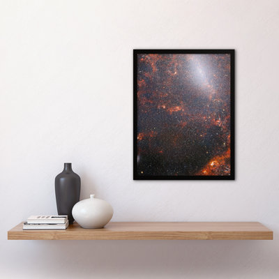 NASA James Webb Space Telescope Peers Behind Bars of NGC 5068 Red Spiral Galaxy 1 Piece Single Picture Frame Wall Art