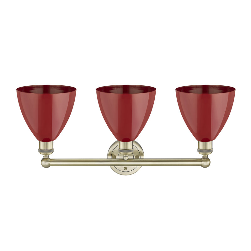 Anglie 3 - Light Dimmable Vanity Light, Red, Antique Brass