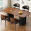 Ensemble de 4 chaises de salle à manger de style Mid-Century moderne, sièges rembourrés en similicuir noir avec dossier en bois de noyer, chaises de cuisine ergonomiques pour la salle à manger, le coin-repas ou le bureau