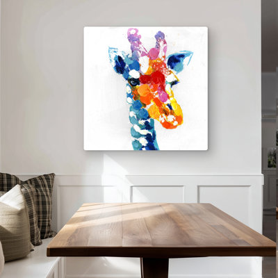 Color Spotted Abstract Giraffe - Metal Print for Living Room Decor