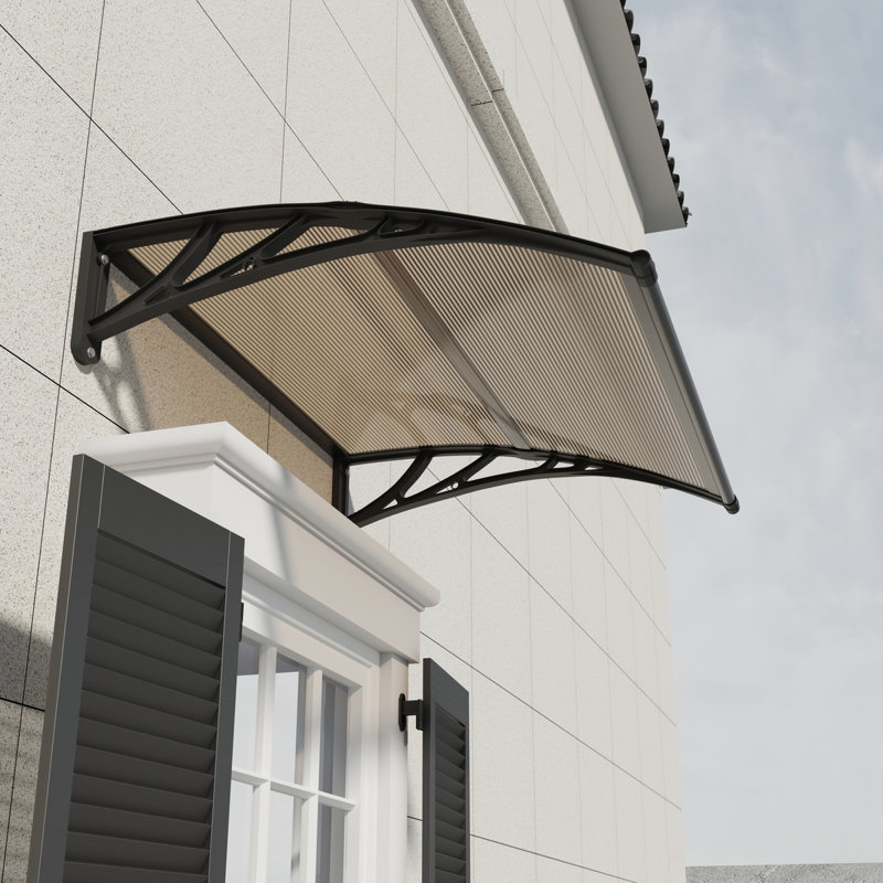 GUANSU-CN Polycarbonate Door / Window Awning, 100x100 cm, Brown/Black