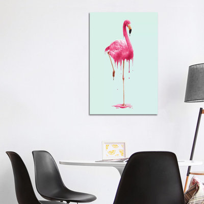 Melting Flamingo 1 Piece Wrapped Canvas Wall Art