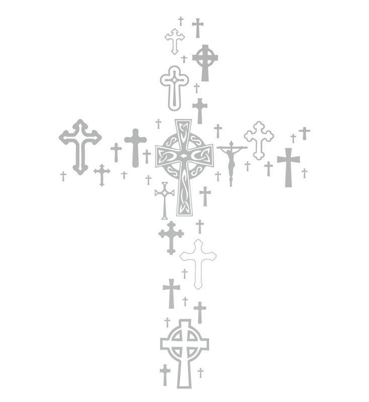 Décalcomanie murale cross collection, H 36 po x l 24 po x P 0,01 po, Argent