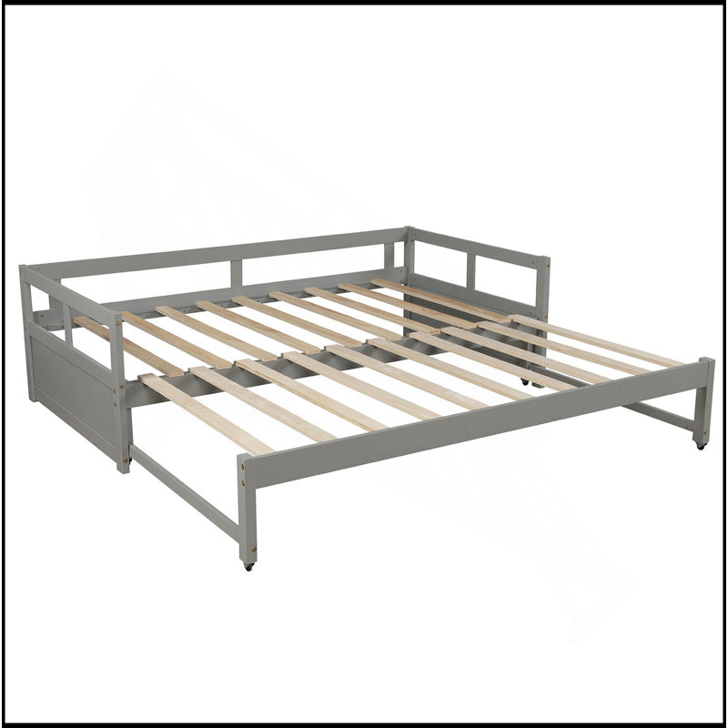 Extending Daybed With Trundle, Wooden Daybed With Trundle, Gray