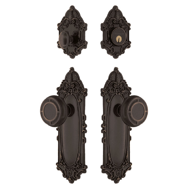 Nostalgic Warehouse Victorian Entry Set with Mission Knob, Timeless Bronze, 2.75