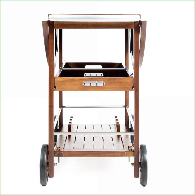 Chariot-bar extérieur Christopher Knight Home Tillary Chêne foncé / argent brossé | Chêne + argent | Bois