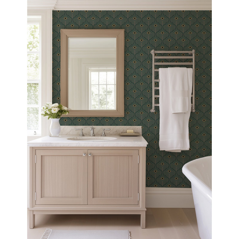 Moroccan Peacock - Spruce Green Wallpaper