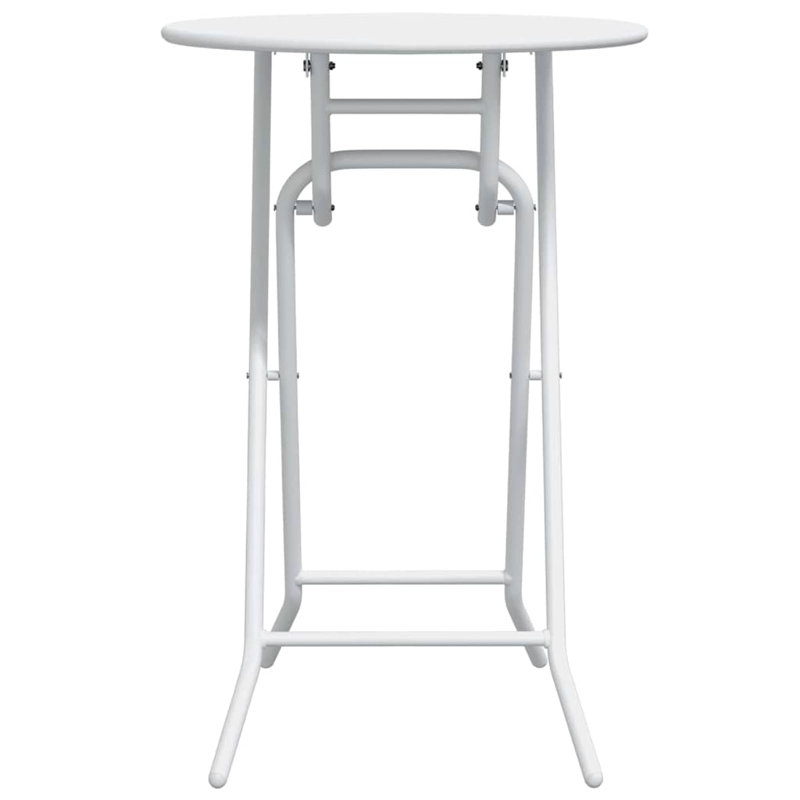 Garden Table Folding Metal Modern Furniture Round Outdoor Terrace Patio, White