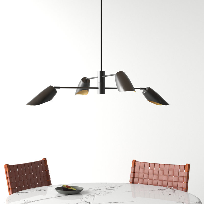 Bondy Sputnik Modern Linear LED Chandelier, 8.75"H x 39.25"W x 39.25"D, Black