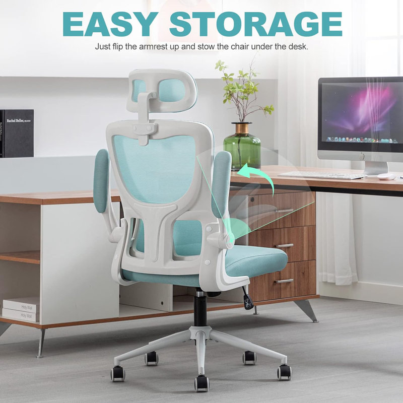 Chaise de bureau Macee, Vert, Blanc