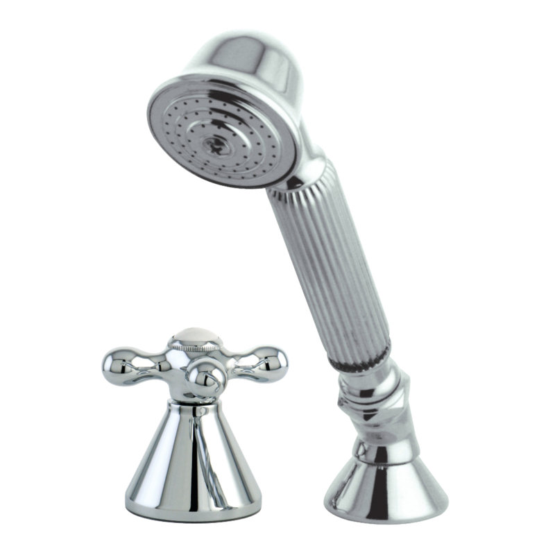 Kingston Brass Deck Mount Hand Shower with Diverter for Roman Tub Faucet, Polished Chrome