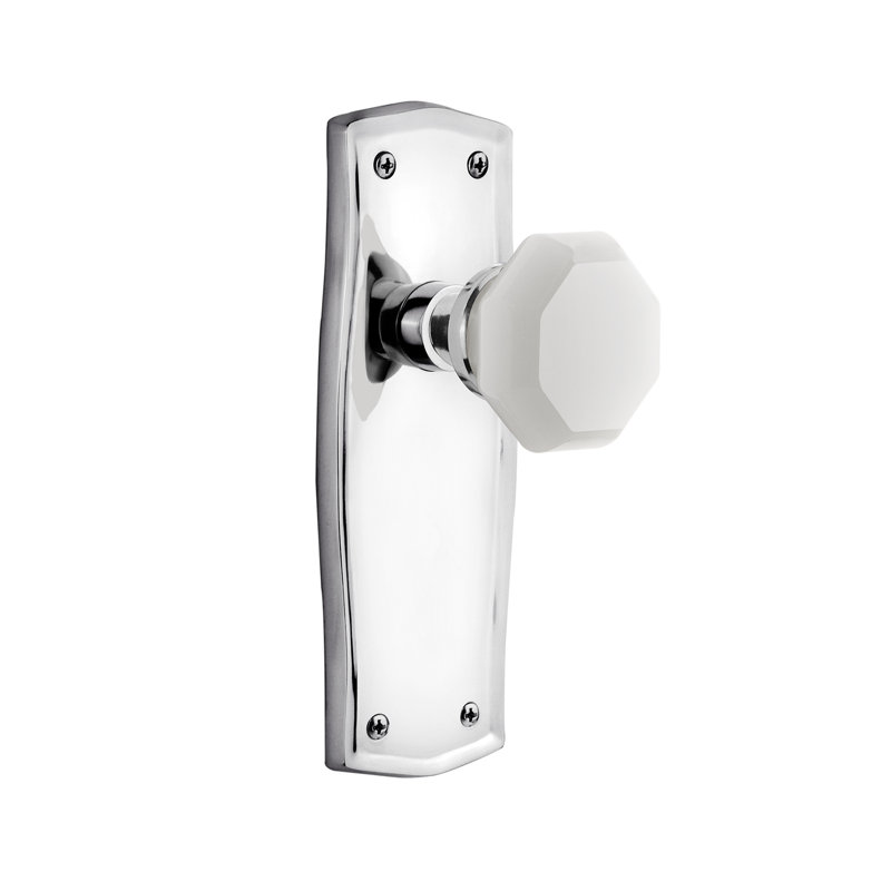 Assiette Prairie avec bouton de lait blanc Waldorf, Chrome brillant, 2 3/4 po
