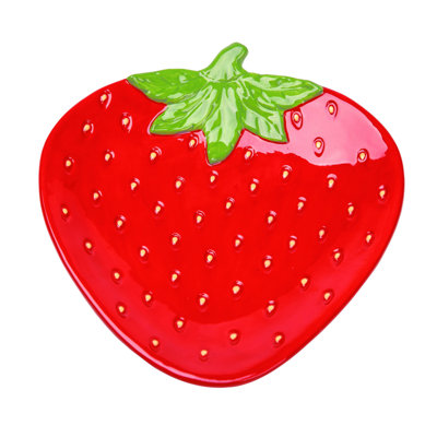 Céramique Transpac 10 po Plateau rouge fraise printanière