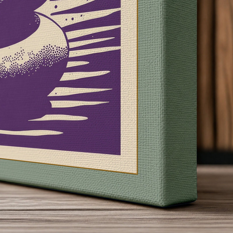 Meditation Under Moonlight Japandi - Wrapped Canvas, 36x24 - 91.4 x 61.0 cm, Sage Border