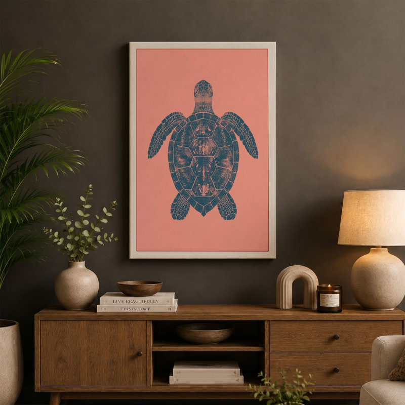 Mandala Turtle Boho - Wrapped Canvas, 24x16 - 61.0 x 40.6 cm, White Border
