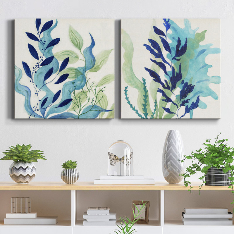 Pamila corail - ensemble de 2 reproductions d'art sur toile tendue, H 16 po x l 32 po x P 1 po