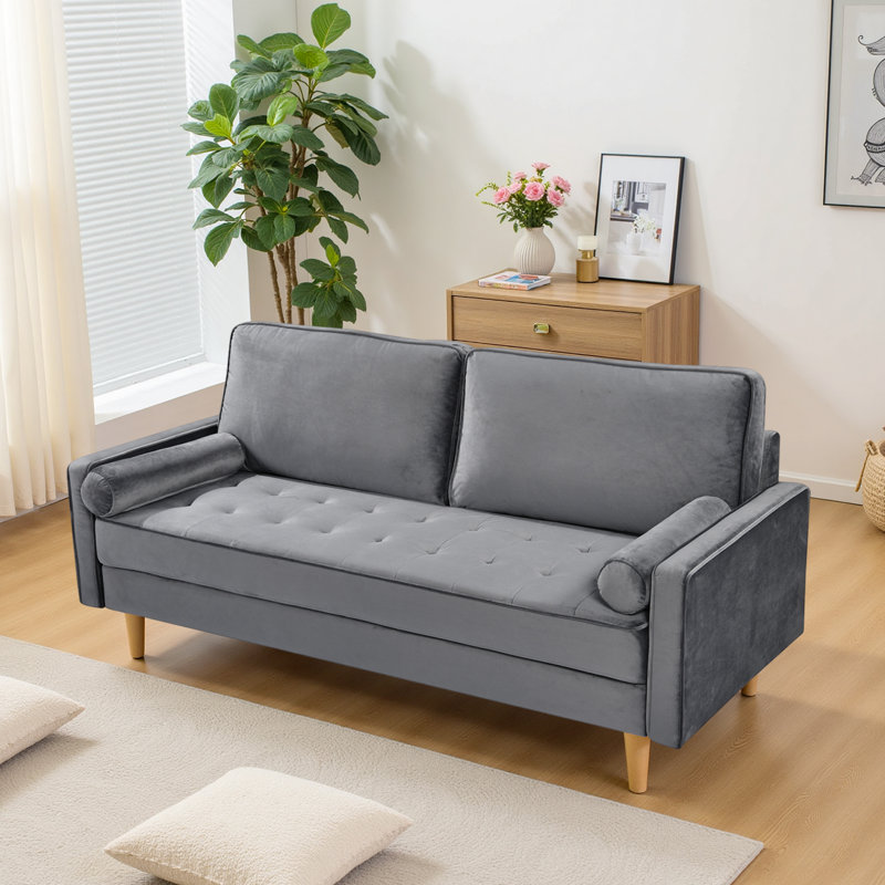 Modern Loveseat Sofa, Small Sofa Couch For Small Spaces, Bedroom And Living Room, Gray