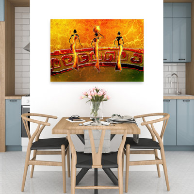 Art tribal africain de femmes tribales abstraites, paysage traditionnel moderne