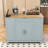 Rolling Kitchen Island Cart with Built-in Power Outlet, Storage Cabient and Trash Can-2116294576