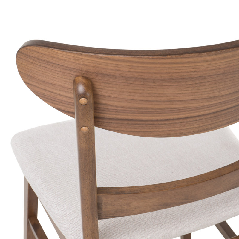 6 - Person Four Leg Dining Set, Walnut, Light Beige