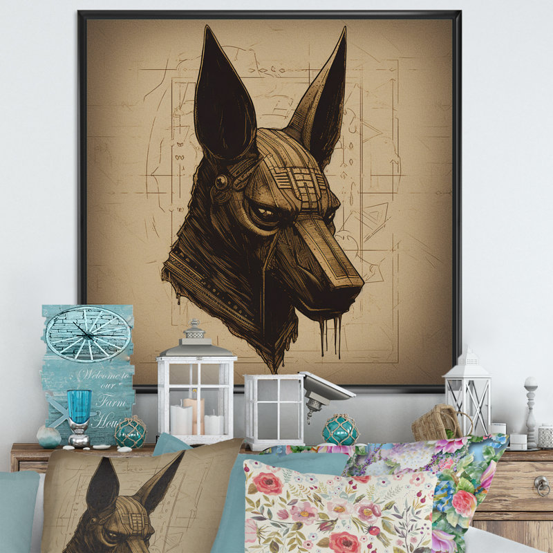 Anubis ancien égyptien, Jackal God, rétro - impression, Cadre flottant noir, H 16 po x l 16 po x P 1 po