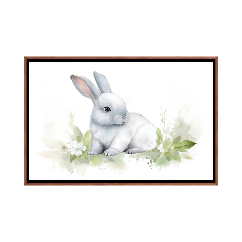Mignon bébé lapin - reproduction d'art murale encadrée, H 32 po x l 48 po, Reproduction encadrée sans passe-partout, Brun