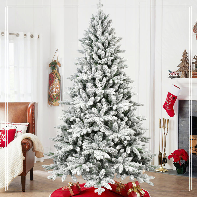 Arbre de Noël 6 pi avec 1100 extrémités, arbre à charnières enneigé réaliste PE + PVC, 6"