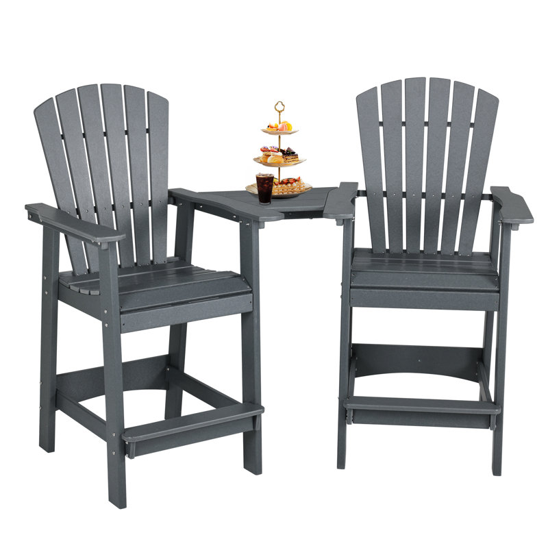 Chaise haute Adirondack avec table Cezalinda, Gris