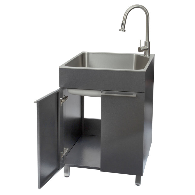 Laundry Sink With Faucet All-in-One 24 in. Stainless Steel Storage