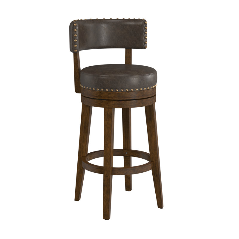 Wendover Upholstered Wood Swivel Stool, Bar Stool (30" Seat Height)