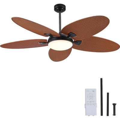 Ventilateurs de plafond en feuille de palmier imperméables 62 po avec télécommande brun foncé