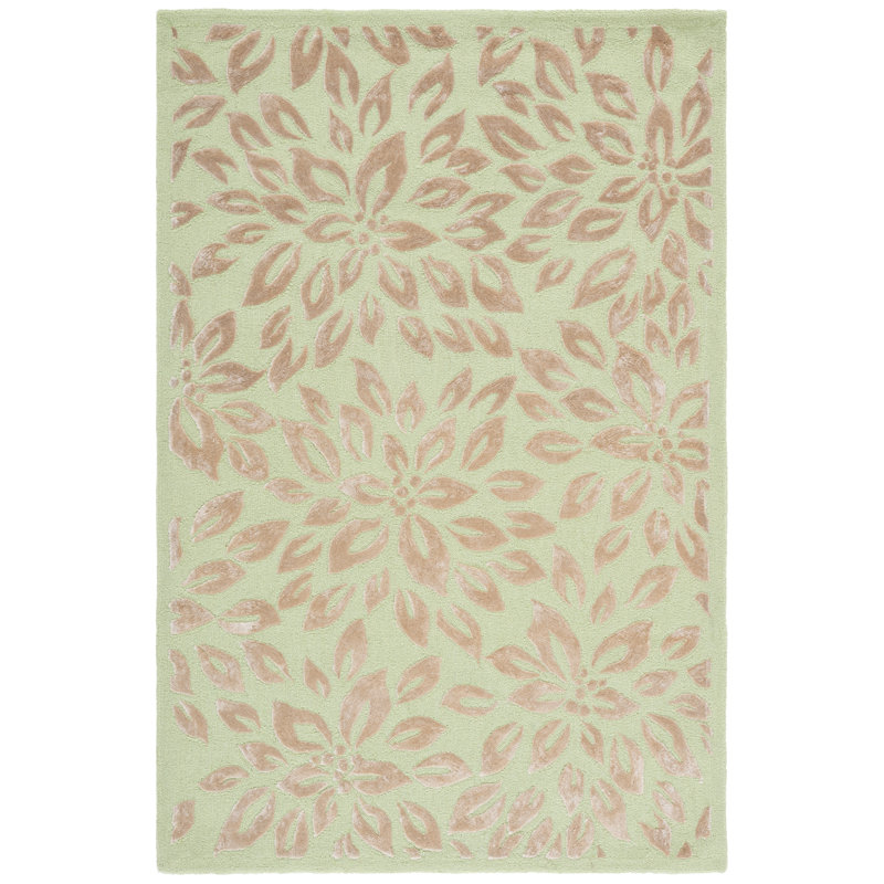 Bourque Hand Tufted Wool Floral Rug, Rectangle 4' x 6'